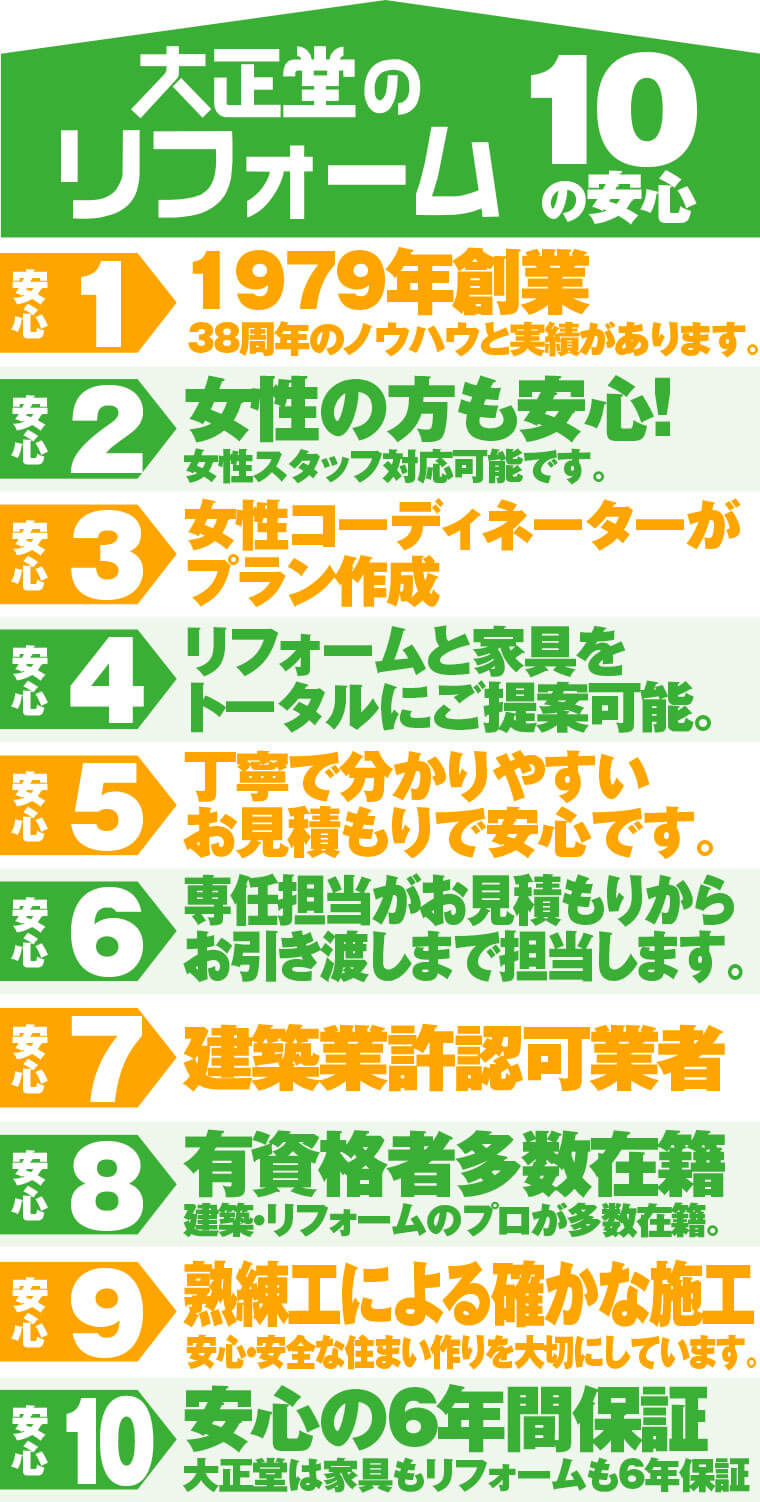 大正堂のリフォーム10の安心