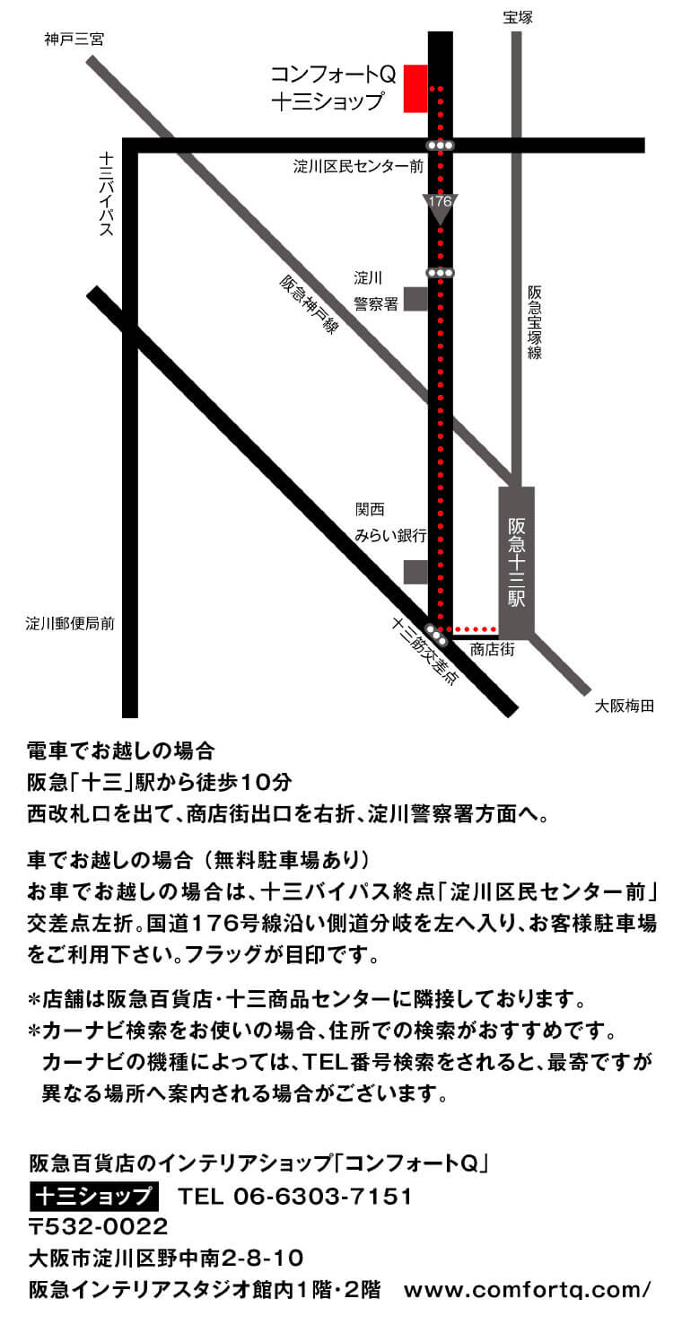 コンフォートQ 十三ショップへのアクセス