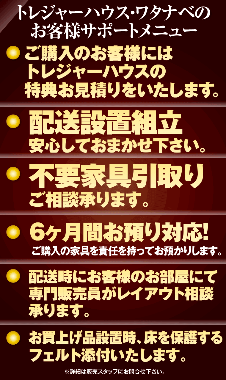 トレジャーハウス・ワタナベのお客様サポートメニュー