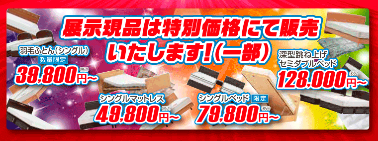 展示現品は特別価格にて販売