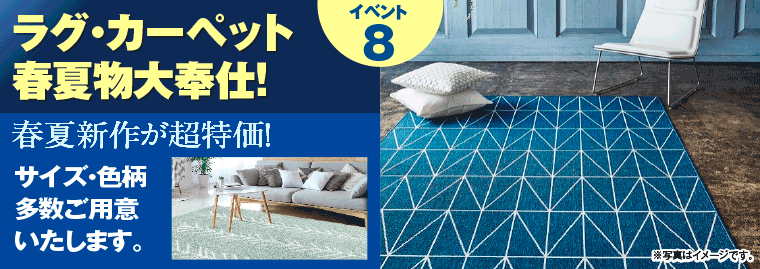 ラグ・カーペット春夏物大奉仕!