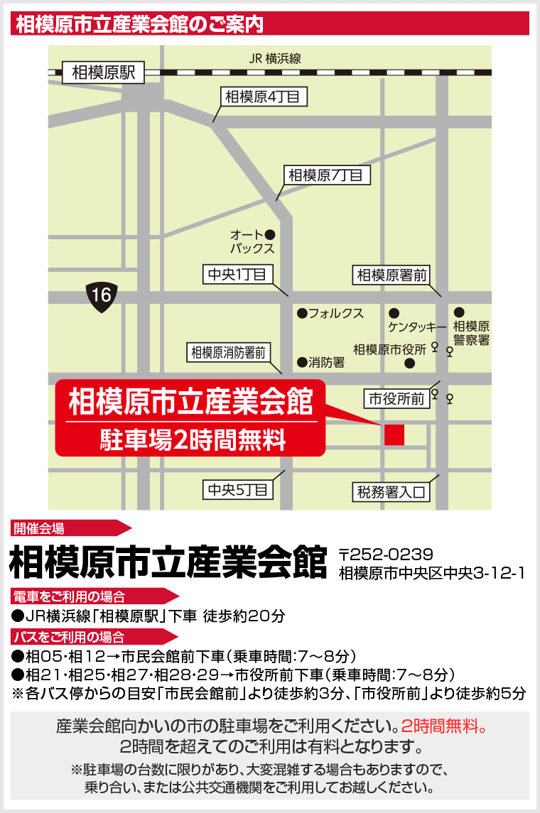 相模原市立産業会館へのアクセス