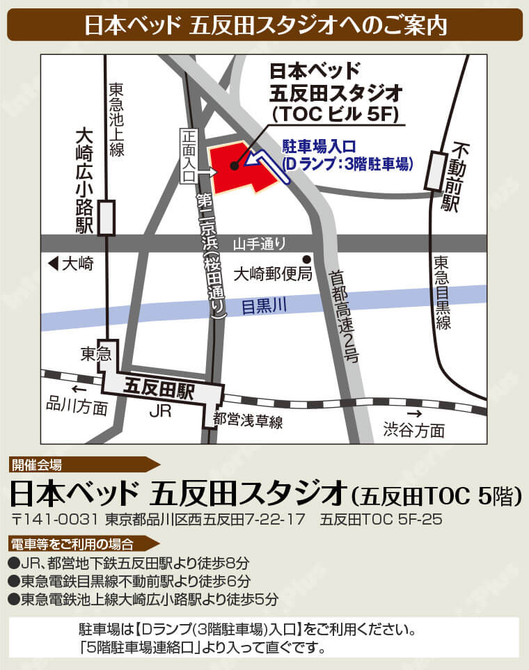 日本ベッド 五反田スタジオへのアクセス
