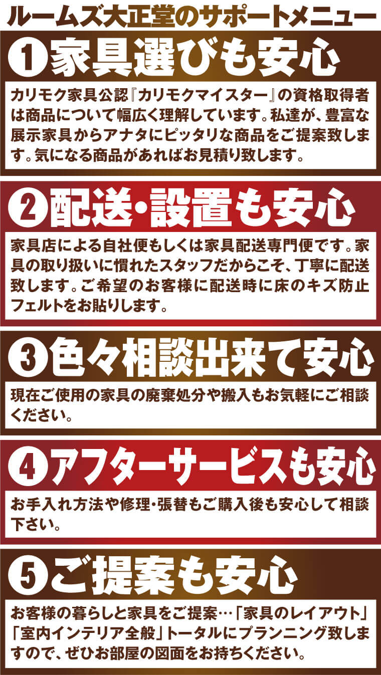 ルームズ大正堂のサポートメニュー